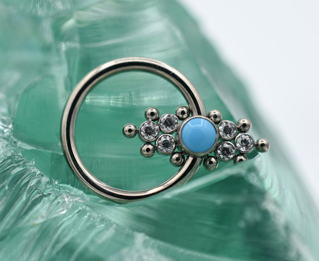 Turquoise/CZ "Waterfall" Captive Cluster by LeRoi