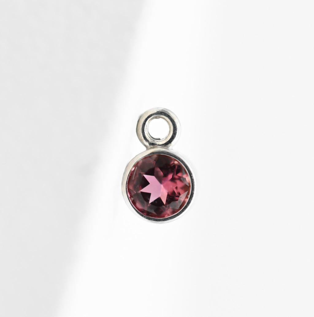 Pink Tourmaline & White Gold Charm