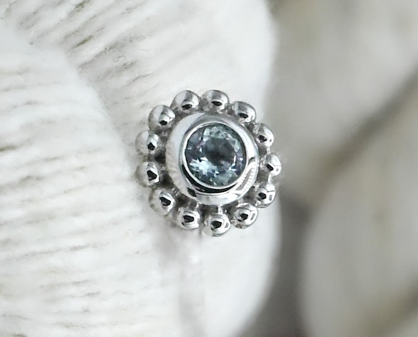 Beaded Choctaw (White Gold/Swiss Blue Topaz) by BVLA