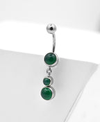 Double Natural Stone Dangle Navel Curve by Industrial Strength