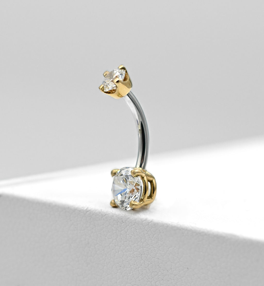 4 Prong Round Hybrid Fancy Navel Curve by LeRoi