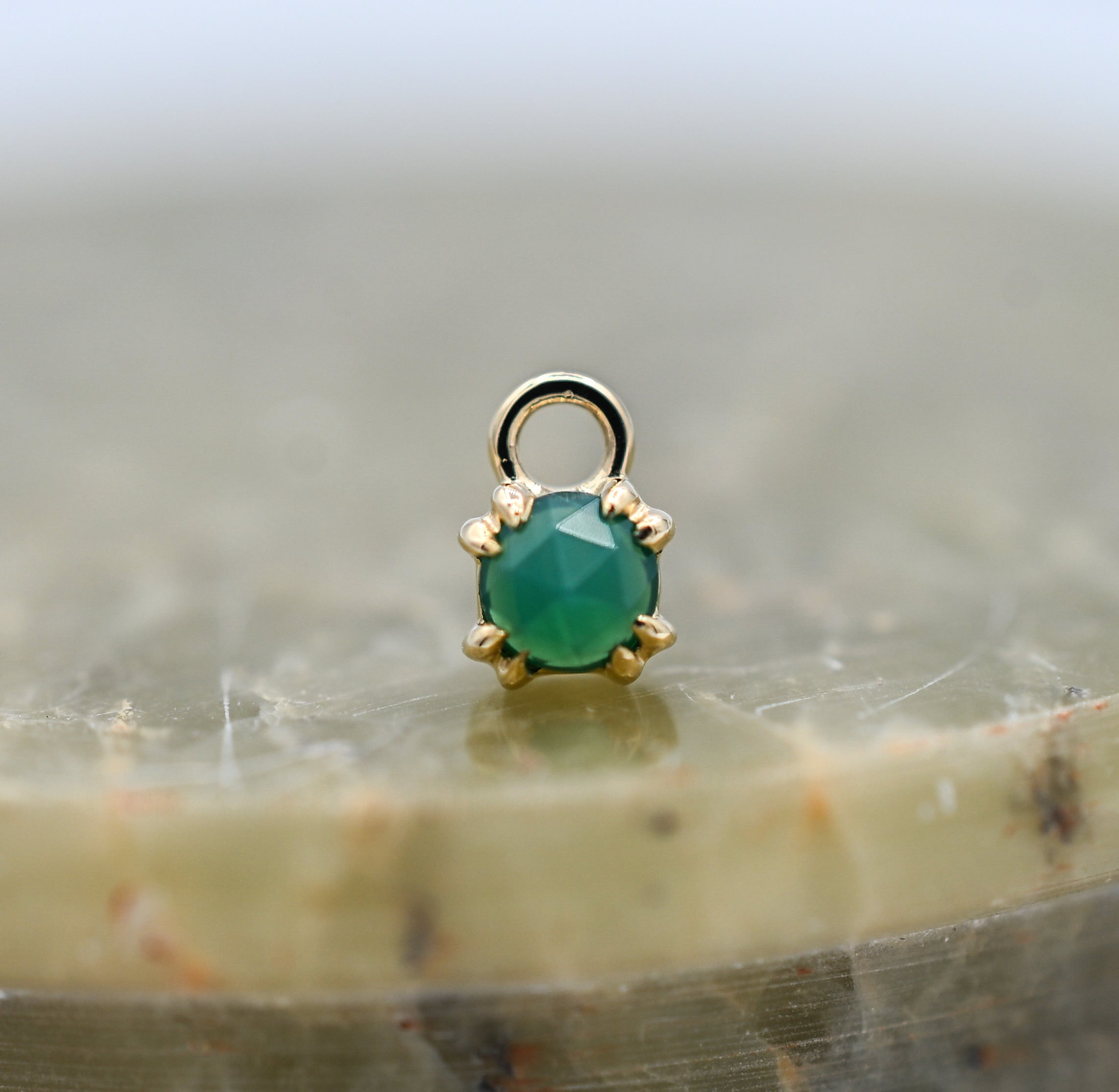 Rose Cut Green Chalcedony Charm by Modern Mood