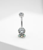 Bijoux Navel Curve (4-N) CZ/White Opal by LeRoi Fine Jewelry