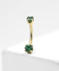 Solid 14k Curved Barbell w/ Double CZ Prong by Body Gems