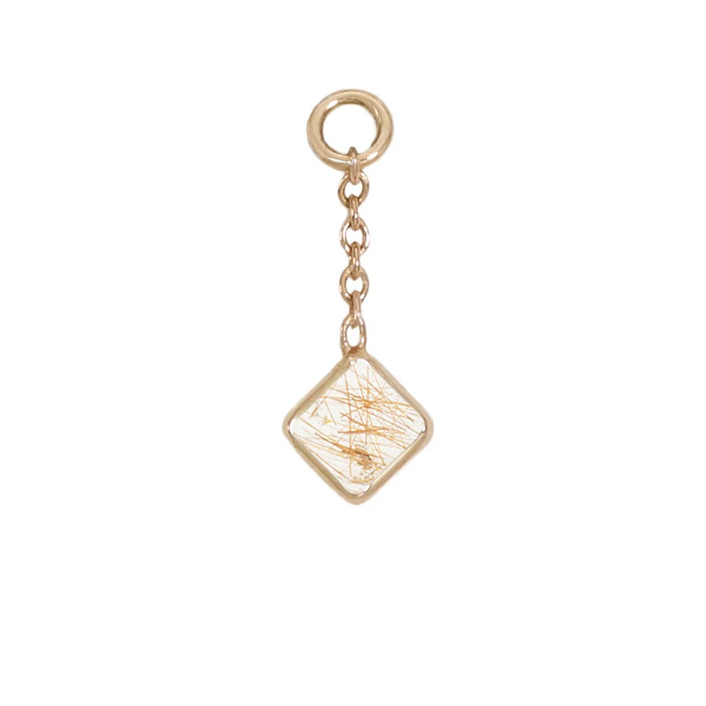 Rutilated Quartz Square Charm by Diablo Organics