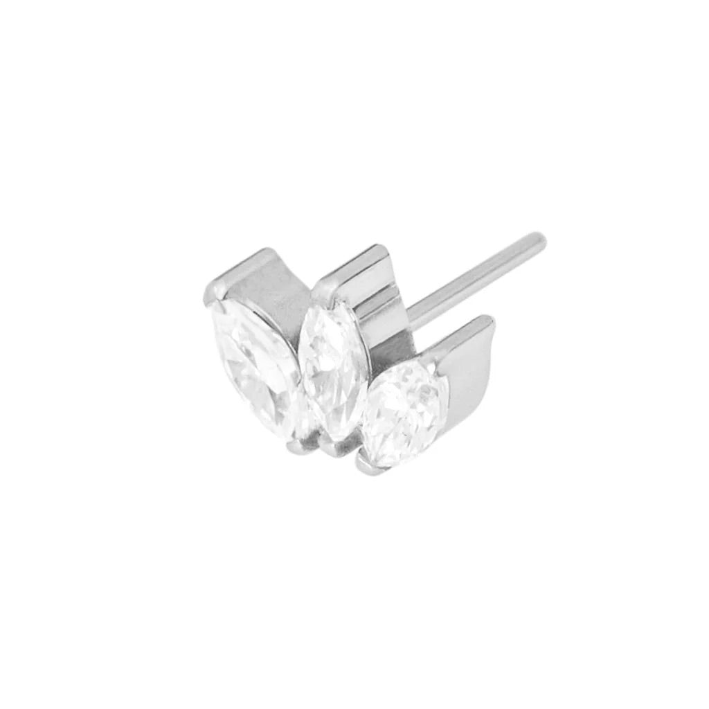 Titanium Triple Marquise Fan - Clear CZ by Crucial