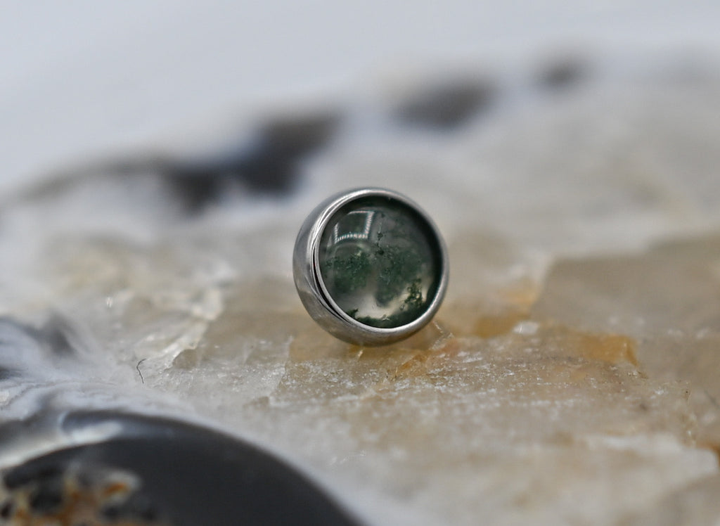 Titanium Moss Agate Cabochon by Junipurr Jewelry