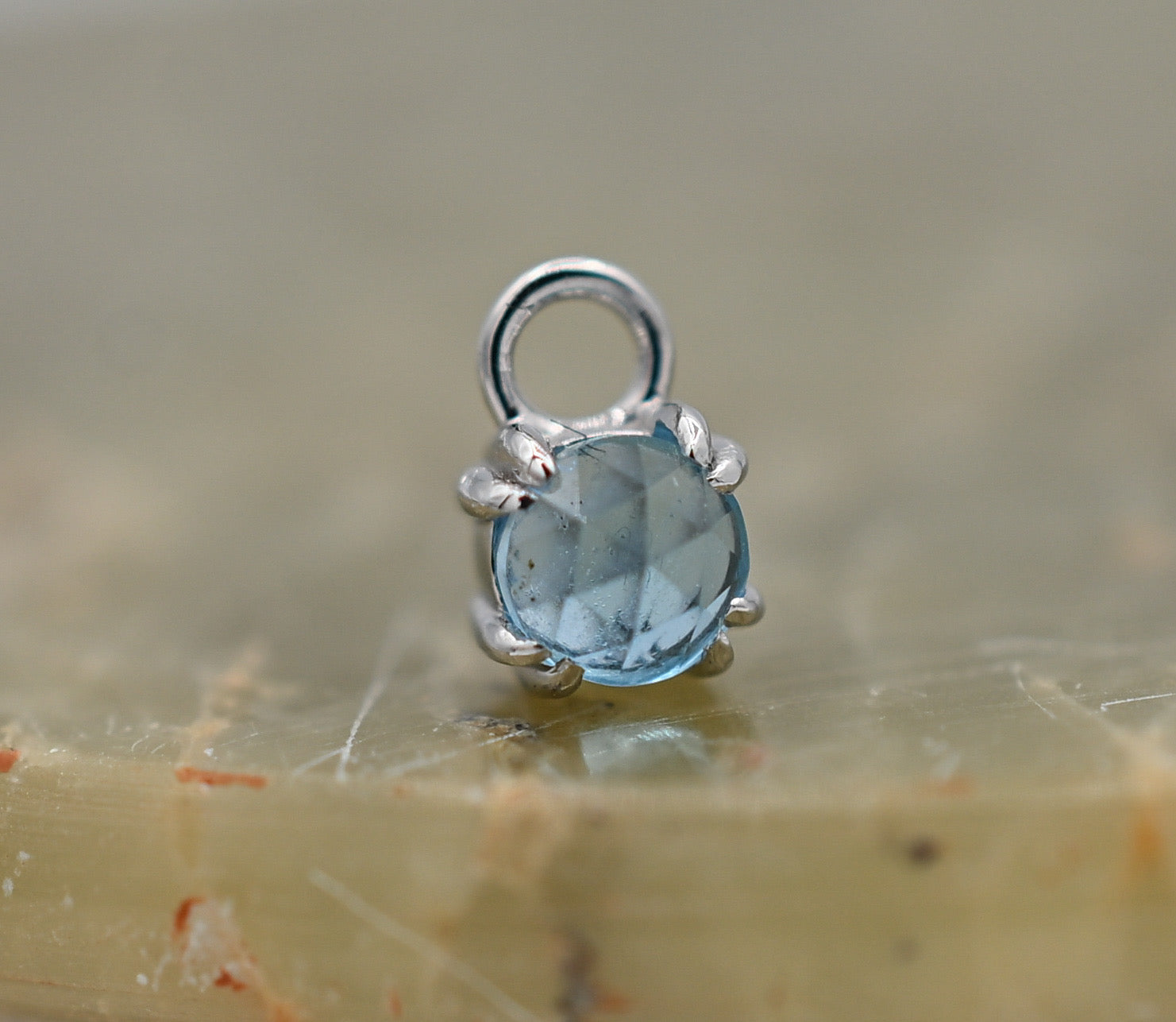 Rose Cut Swiss Blue Topaz Charm by Modern Mood