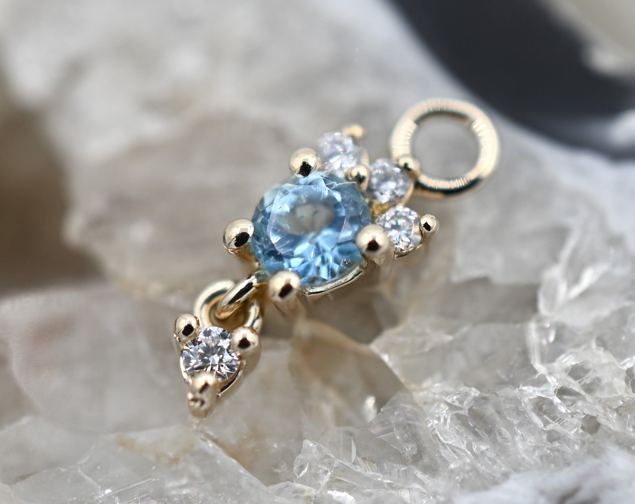 Leia Charm with Diamond Drop - Sky Blue Topaz by Modern Mood