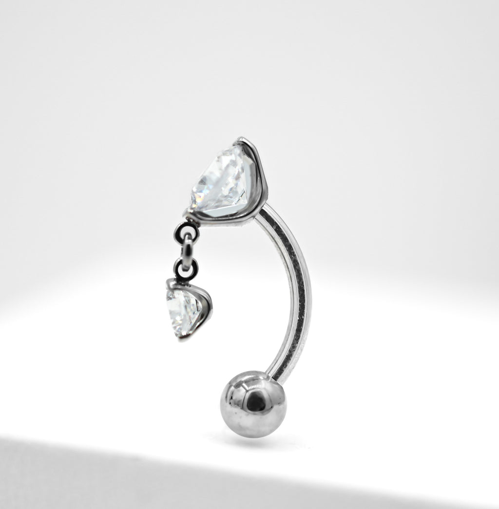 TOP Dangle Prong-Set Faceted Gem Navel Curve by Industrial Strength