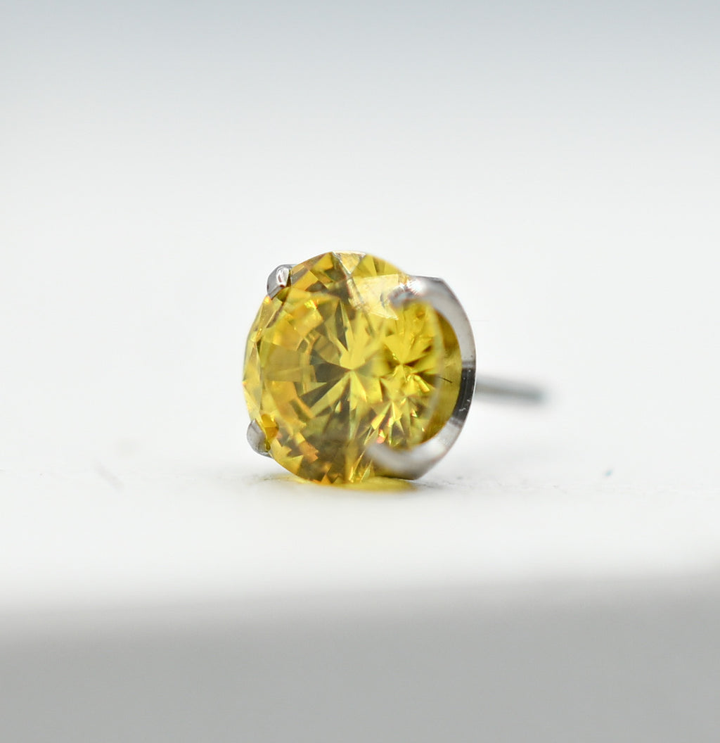 Citrine Yellow CZ Prong by NeoMetal