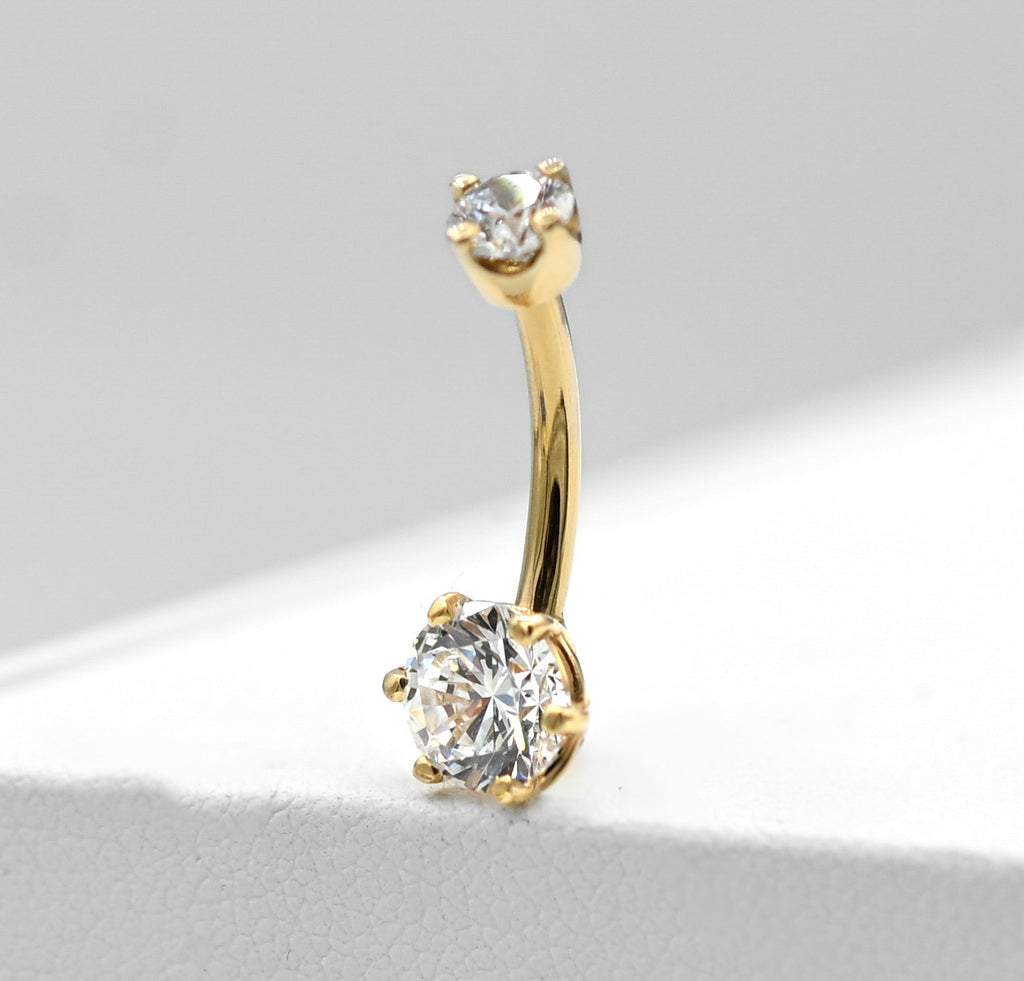 6-Prong Gold Navel Curve by LeRoi Fine Jewelry