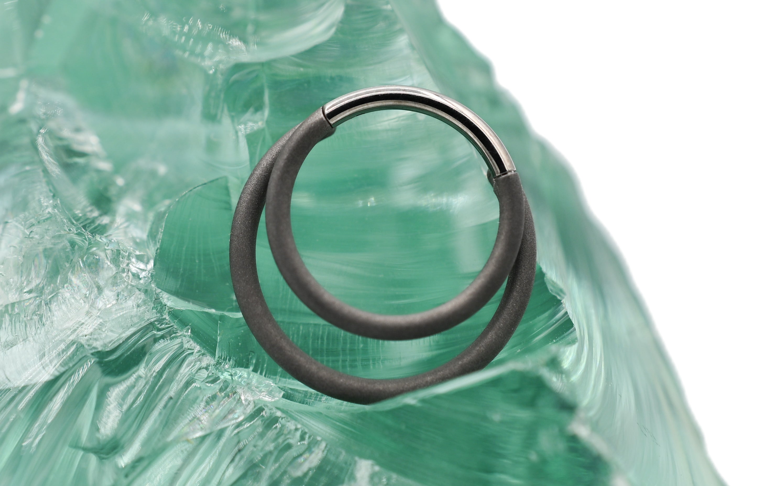 Dark Matte Crescent Double Hinge Ring by Zadamer