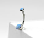 Light Blue Opal Heart Navel Curve by Anatometal