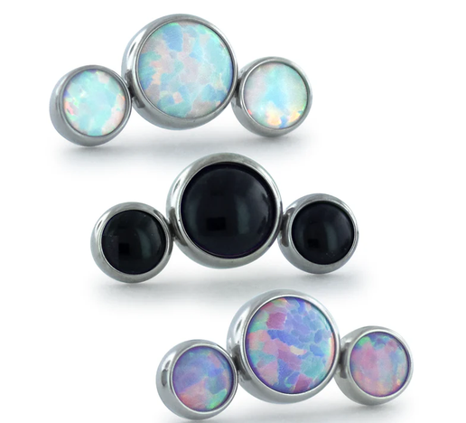 3 Gem Cabochon Curved Cluster by NeoMetal