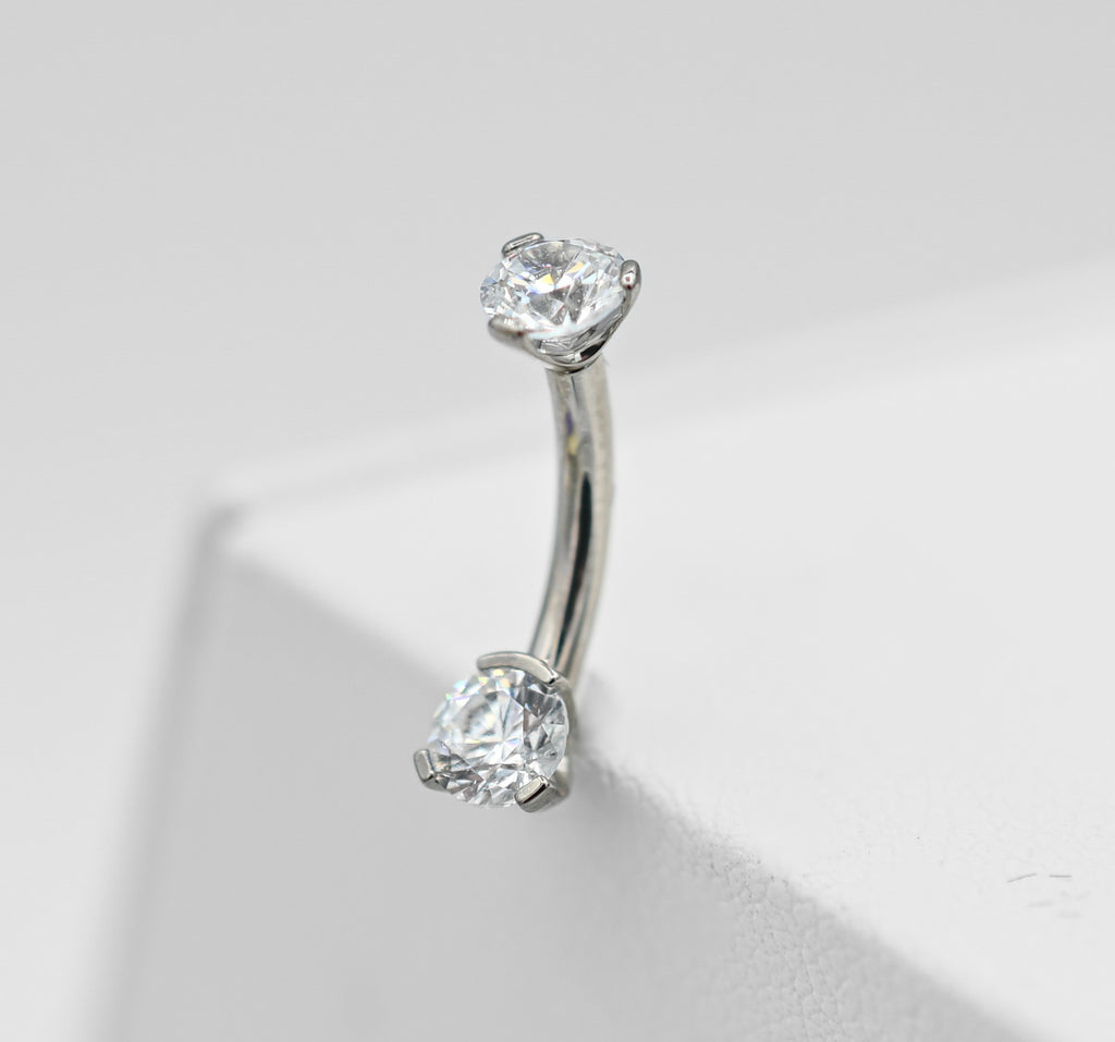 Prong-Set "Small Bottom" Navel Curve Round-Cut by Industrial Strength (4mm/4mm)