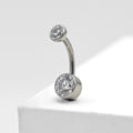 Faceted CZ Bezel-Set Navel Curve (6mm Bottom/4mm Top) by Industrial Strength