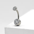 Faceted CZ Bezel-Set Navel Curve (6mm Bottom/4mm Top) by Industrial Strength