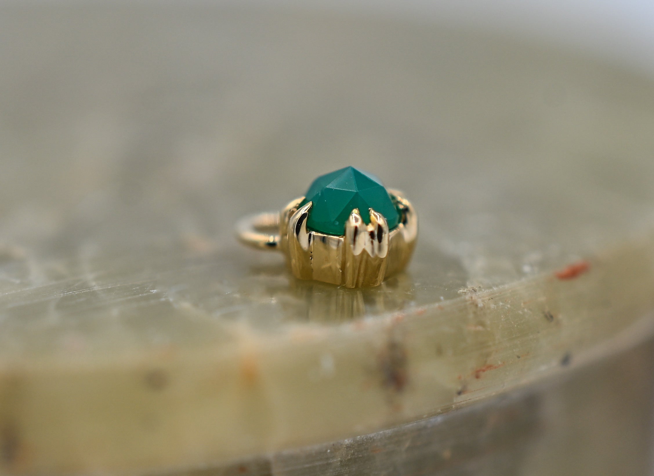 Rose Cut Green Chalcedony Charm by Modern Mood