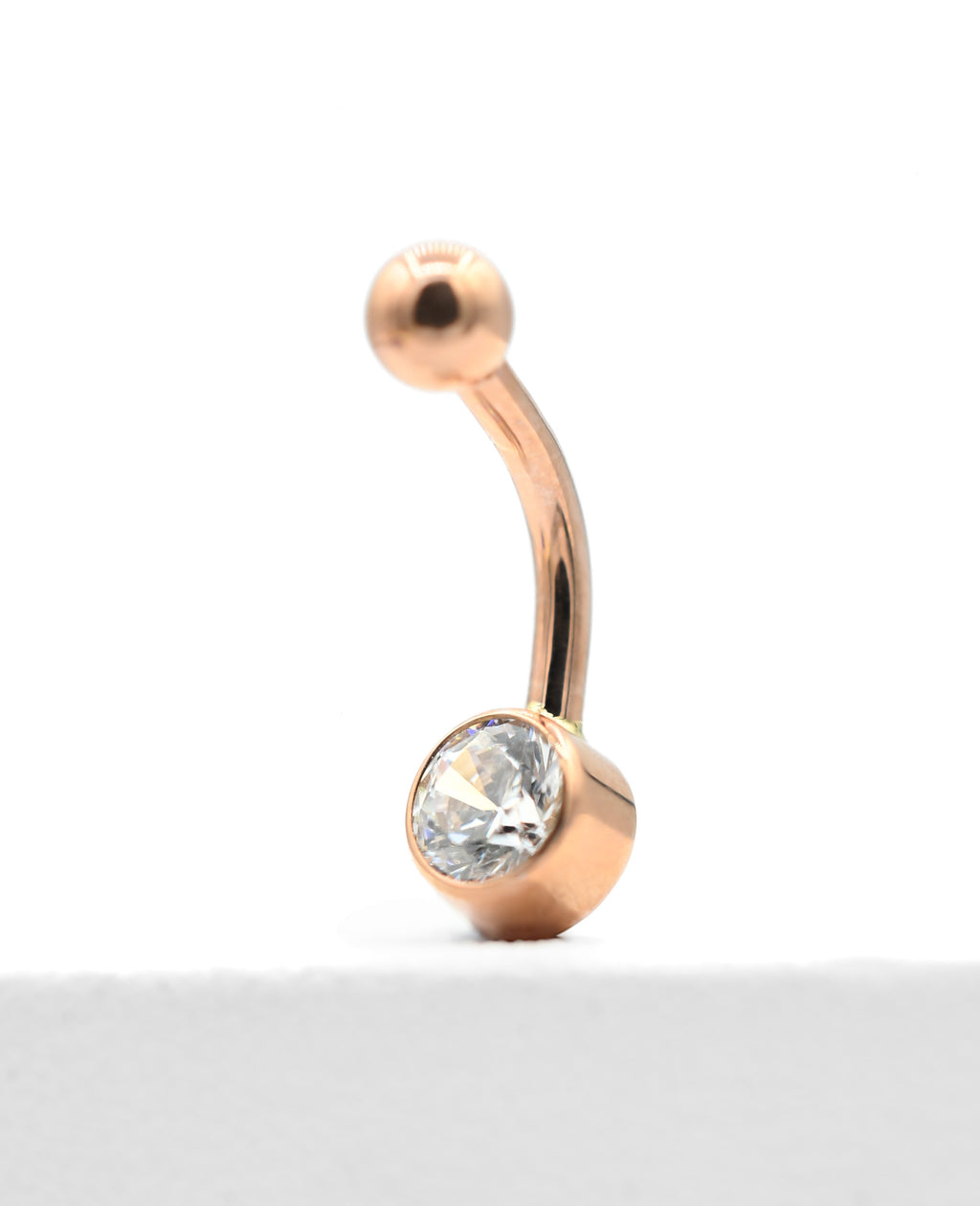 Gold Bezel CZ Navel Curve by Body Gems