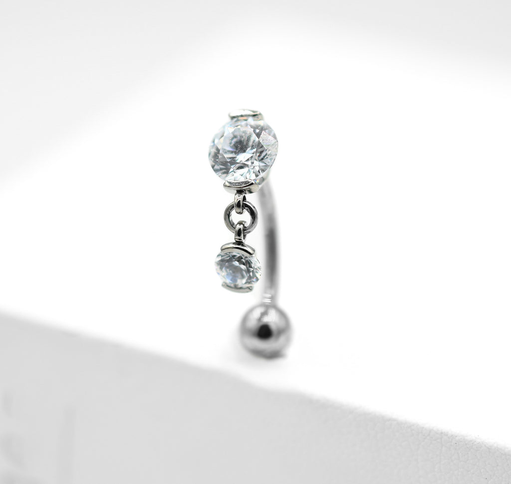 TOP Dangle Prong-Set Faceted Gem Navel Curve by Industrial Strength