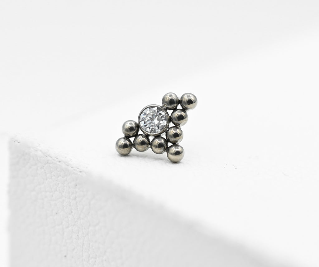 Haute Couture Gem with Triple Beaded Trinity Accents (11HT-9A) by LeRoi Fine Jewelry