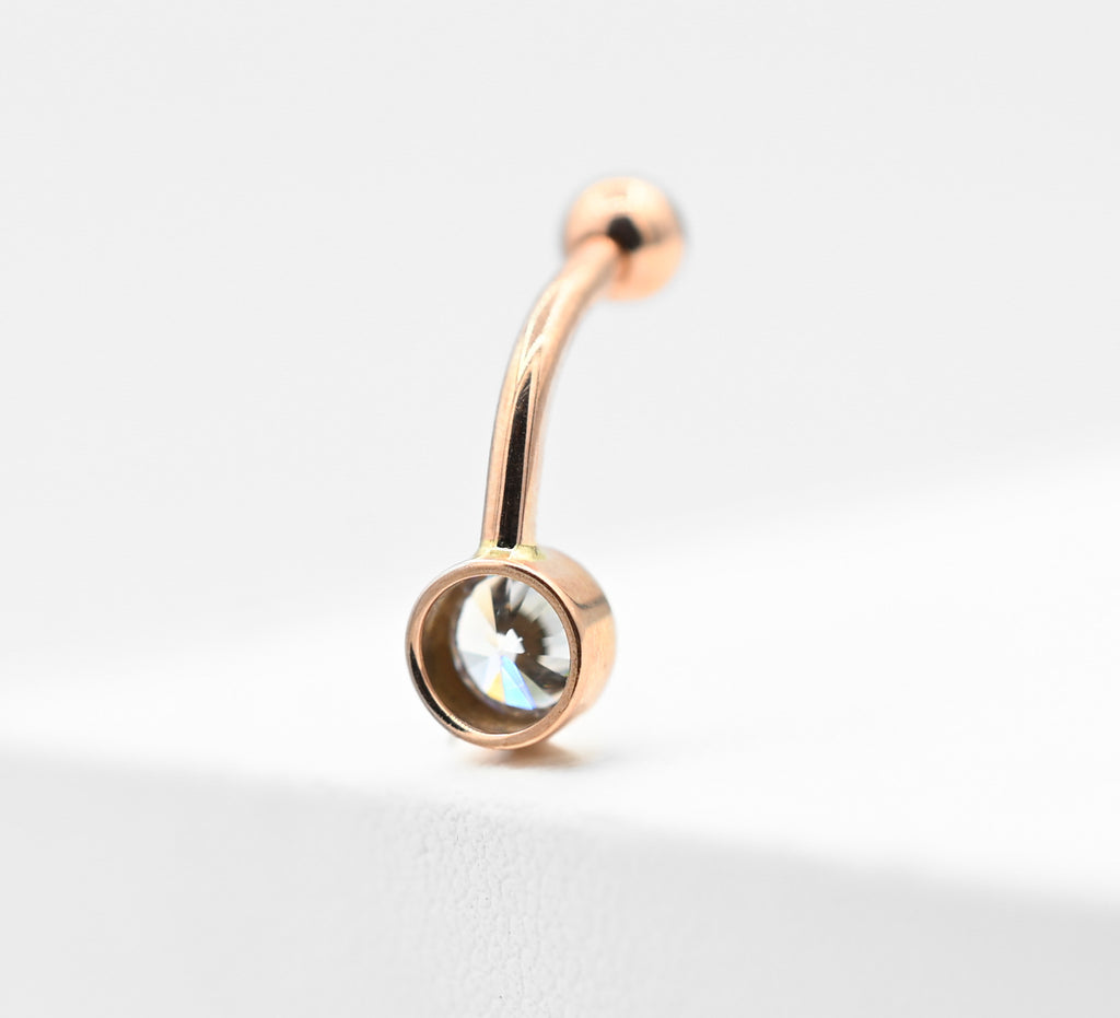 Gold Bezel CZ Navel Curve by Body Gems
