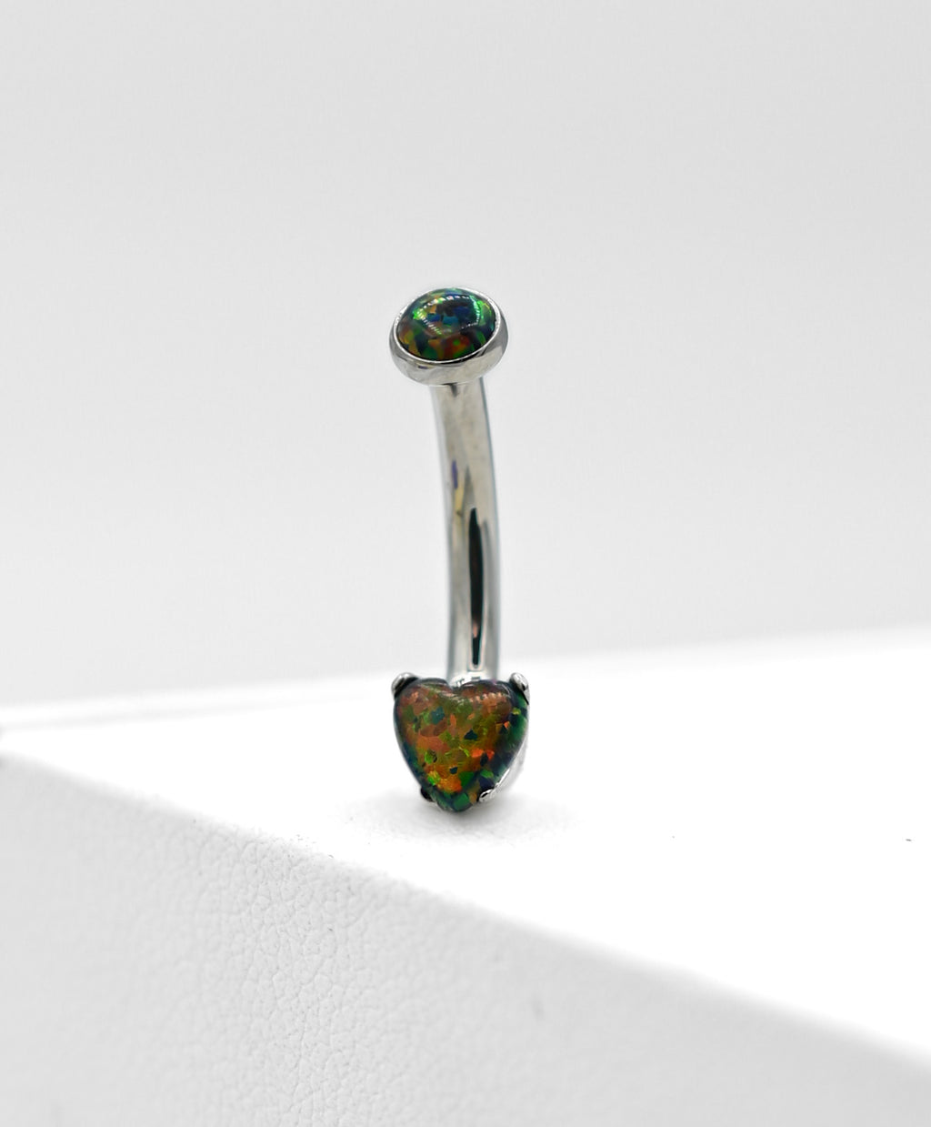 Black Opal Heart Navel Curve by Anatometal