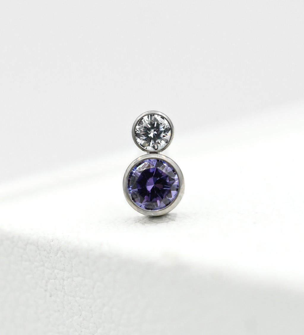 Bezel Set Two Gem Faceted Cluster by NeoMetal