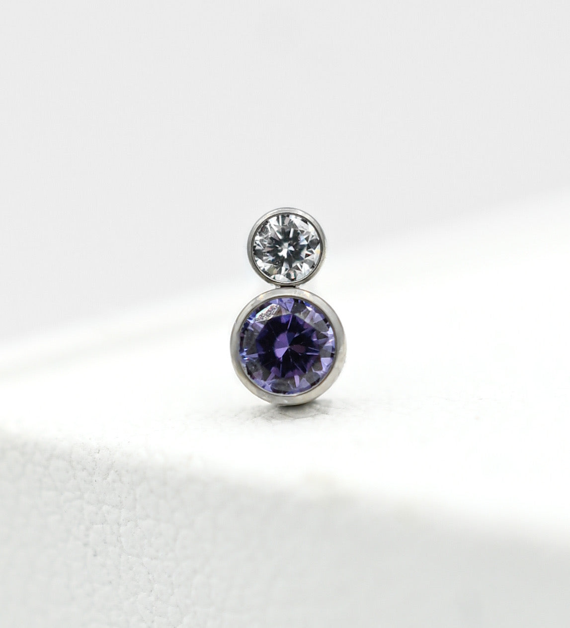 Bezel Set Two Gem Faceted Cluster by NeoMetal