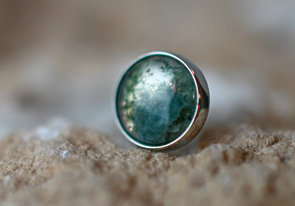 Titanium Moss Agate Cabochon by Junipurr Jewelry