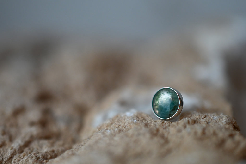 Titanium Moss Agate Cabochon by Junipurr Jewelry