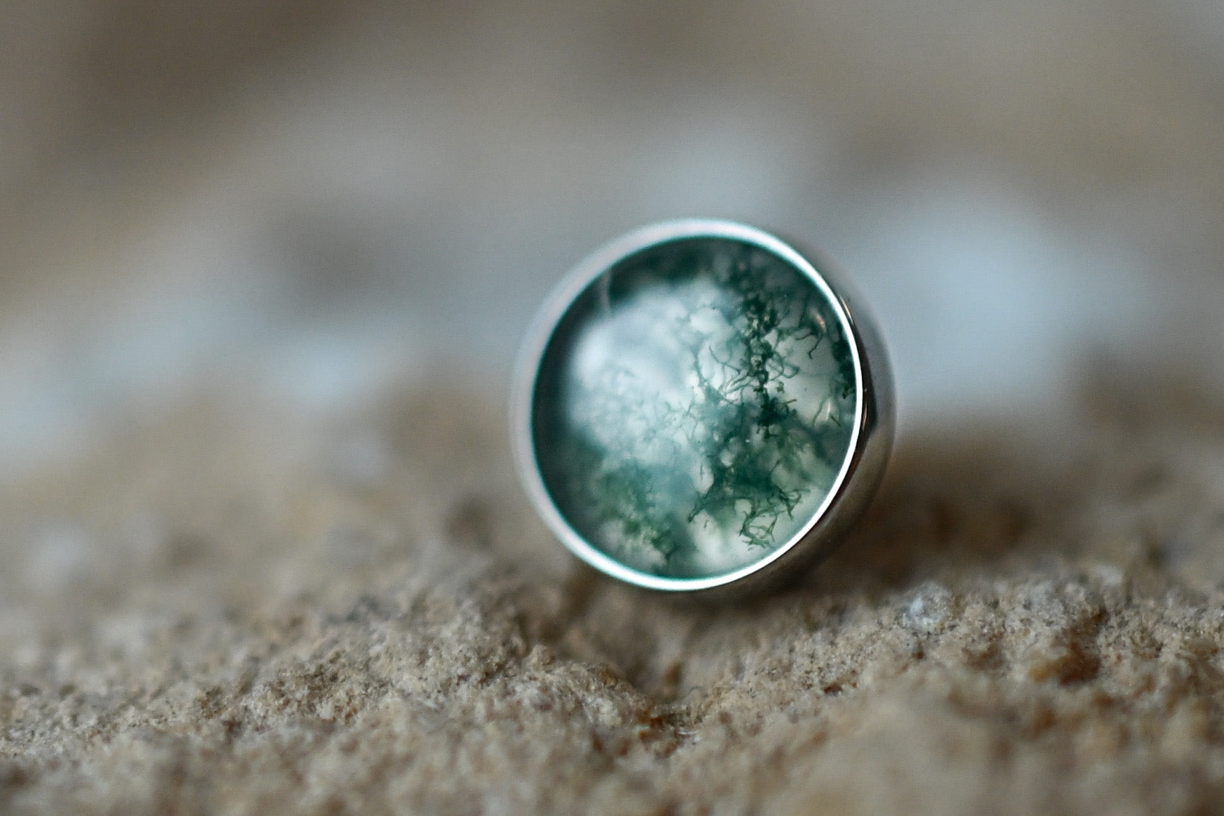Titanium Moss Agate Cabochon by Junipurr Jewelry