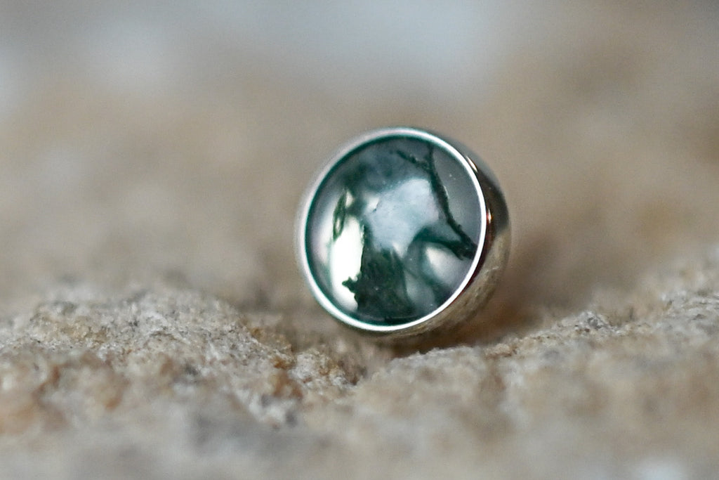 Titanium Moss Agate Cabochon by Junipurr Jewelry