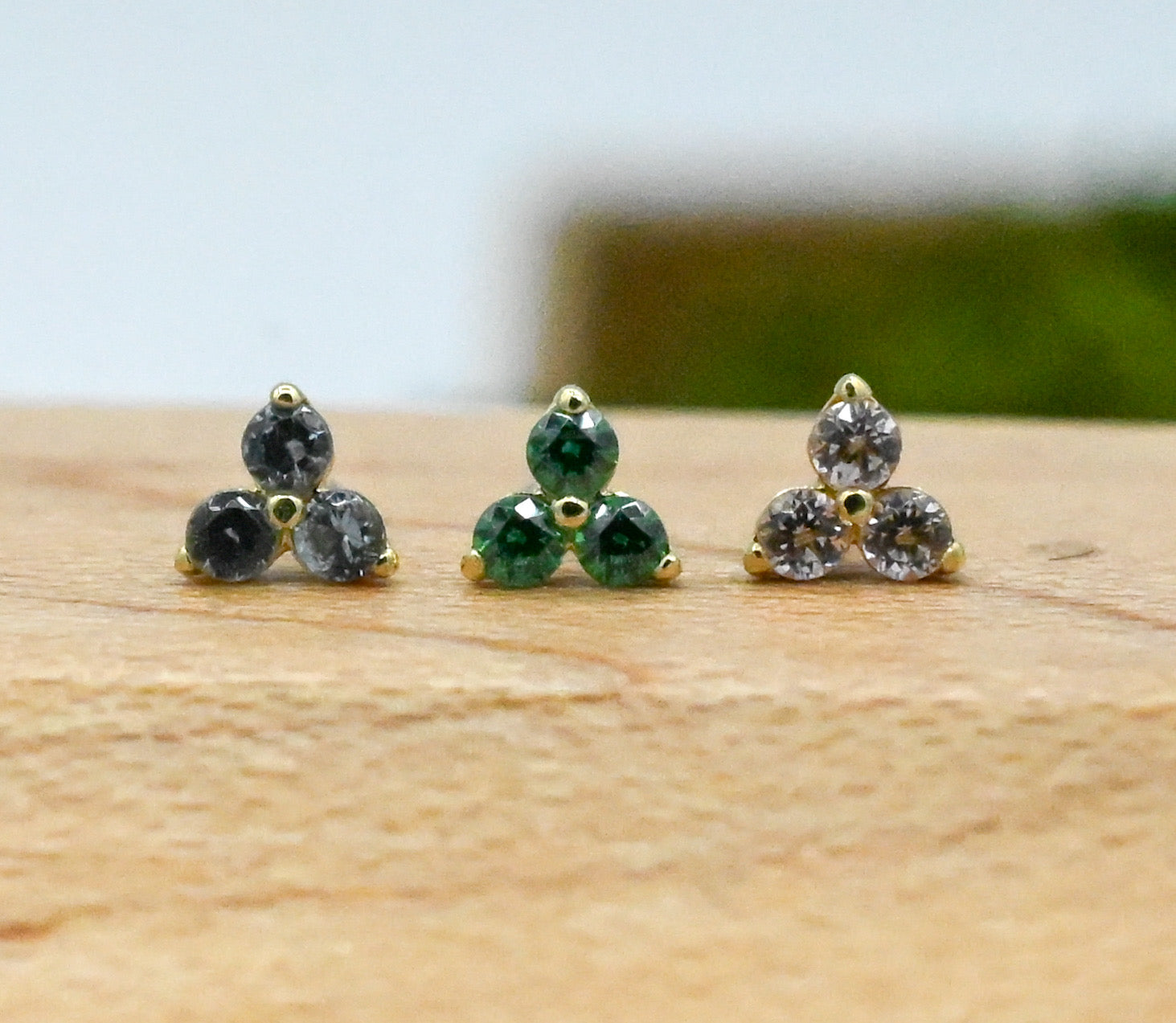 Trio with Colored CZ by Anatometal
