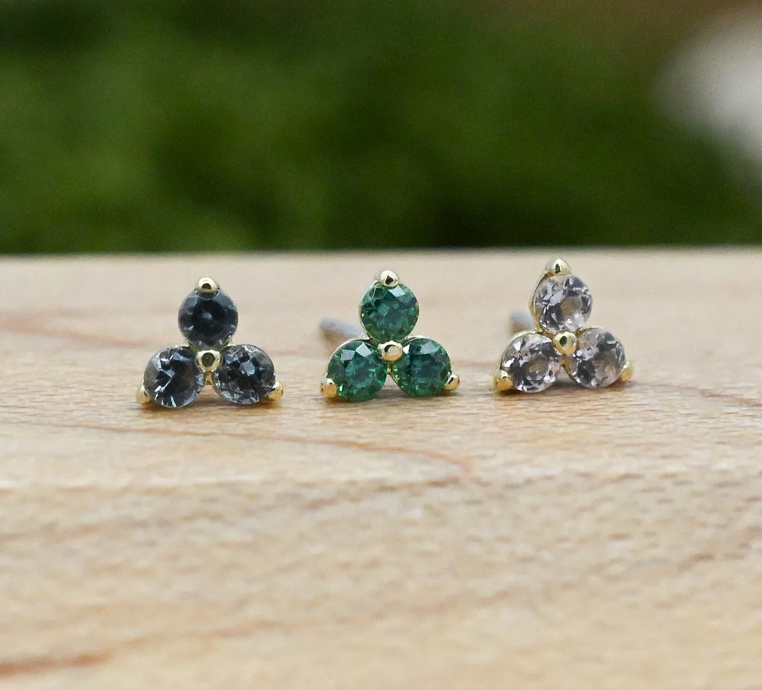 Trio with Colored CZ by Anatometal