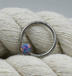 Titanium Captive Bead with Bezel-set Gemstones (CZ, Opal & Natural Stone)