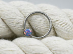 Titanium Captive Bead with Bezel-set Gemstones (CZ, Opal & Natural Stone)