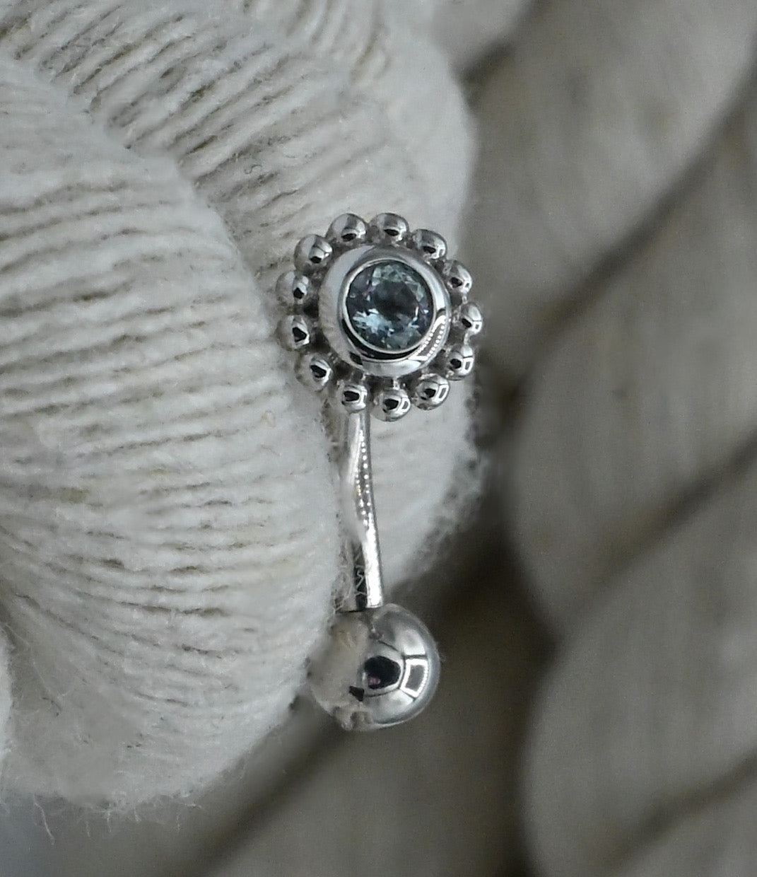 Beaded Choctaw (White Gold/Swiss Blue Topaz) by BVLA