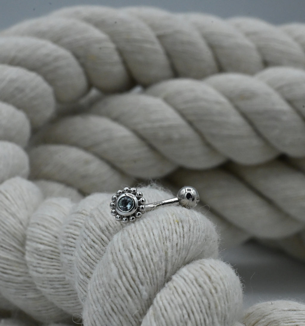 Beaded Choctaw (White Gold/Swiss Blue Topaz) by BVLA