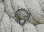 Titanium Captive Bead with Bezel-set Gemstones (CZ, Opal & Natural Stone)