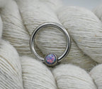 Titanium Captive Bead with Bezel-set Gemstones (CZ, Opal & Natural Stone)