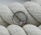 Titanium Captive Bead with Bezel-set Gemstones (CZ, Opal & Natural Stone)