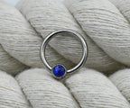 Titanium Captive Bead with Bezel-set Gemstones (CZ, Opal & Natural Stone)