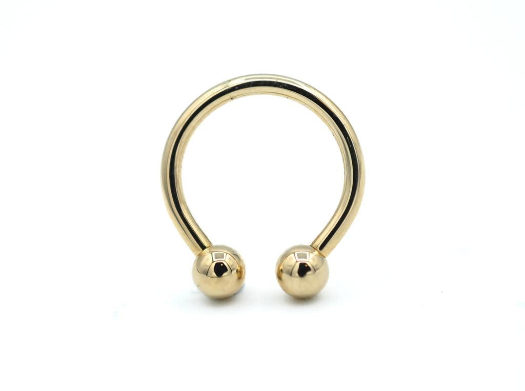 14k Solid Gold Circular Barbell by Body Gems (White, Yellow & Rose Gold)