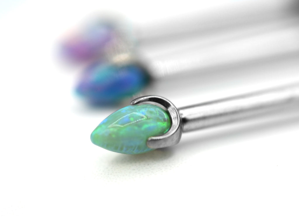14g 3mm Opal Prong Bullet by People's Jewelry
