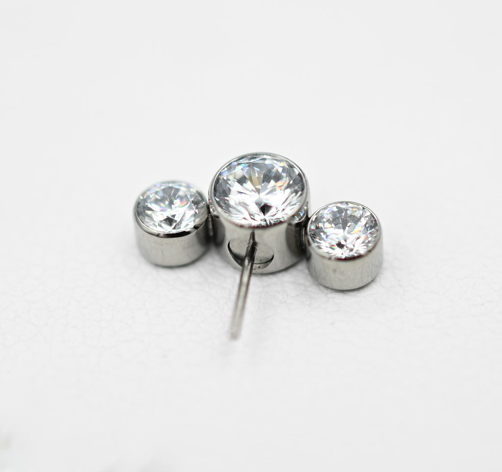 3-Gem Side-Set Bijoux Threadless Nipple End (NB11T) by LeRoi