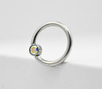 Titanium Captive Bead with Bezel-set Gemstones (CZ, Opal & Natural Stone)