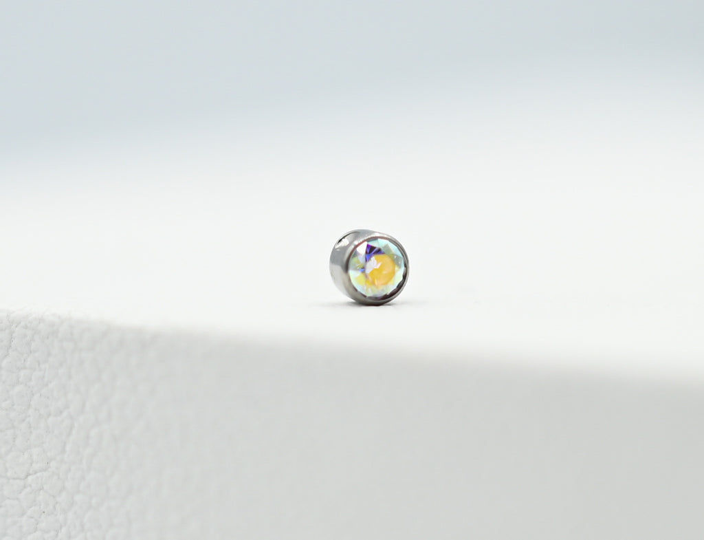 Titanium Captive Bead with Bezel-set Gemstones (CZ, Opal & Natural Stone)