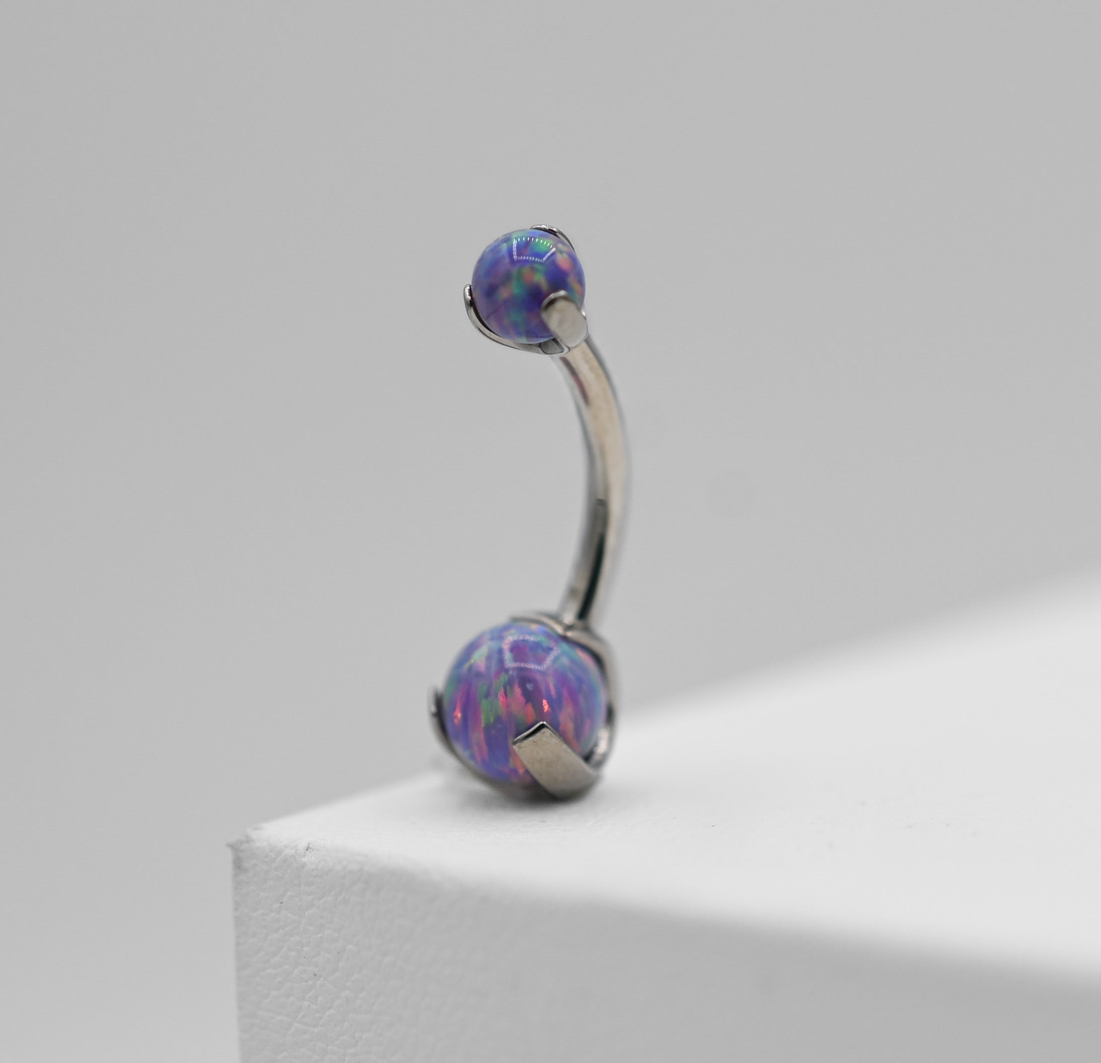 Natural Stone / Opal Prong Navel Curve by Industrial Strength (ALL COLORS)